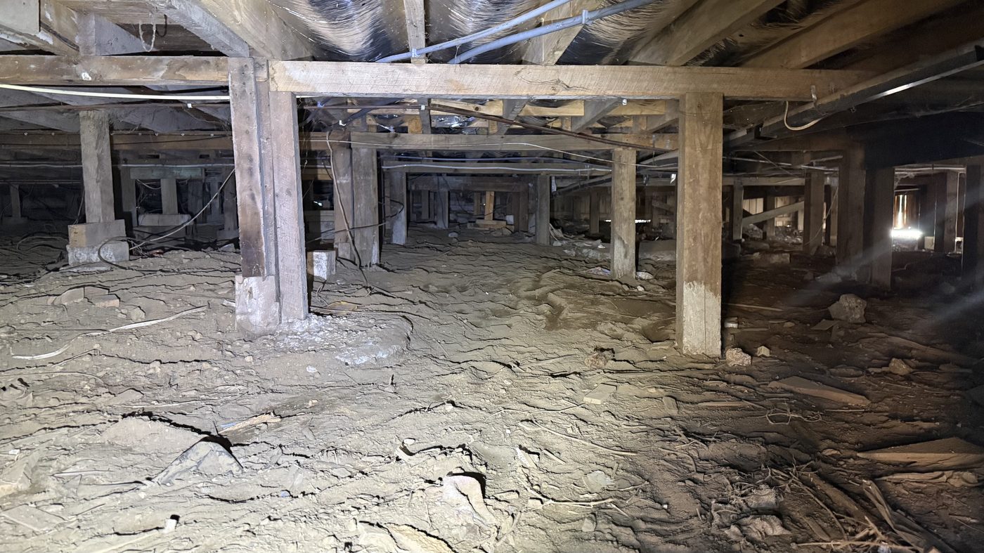 Hamilton repiling project - under floor