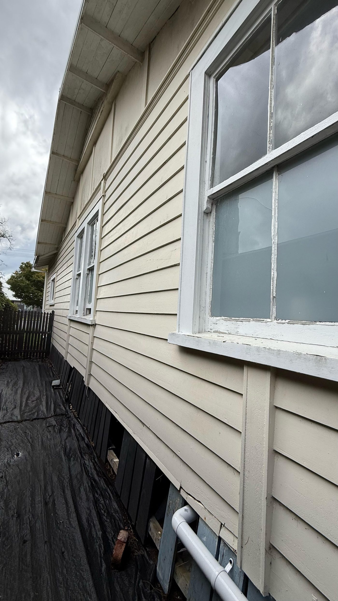 Whangarei foundation repair - side of house showing lean